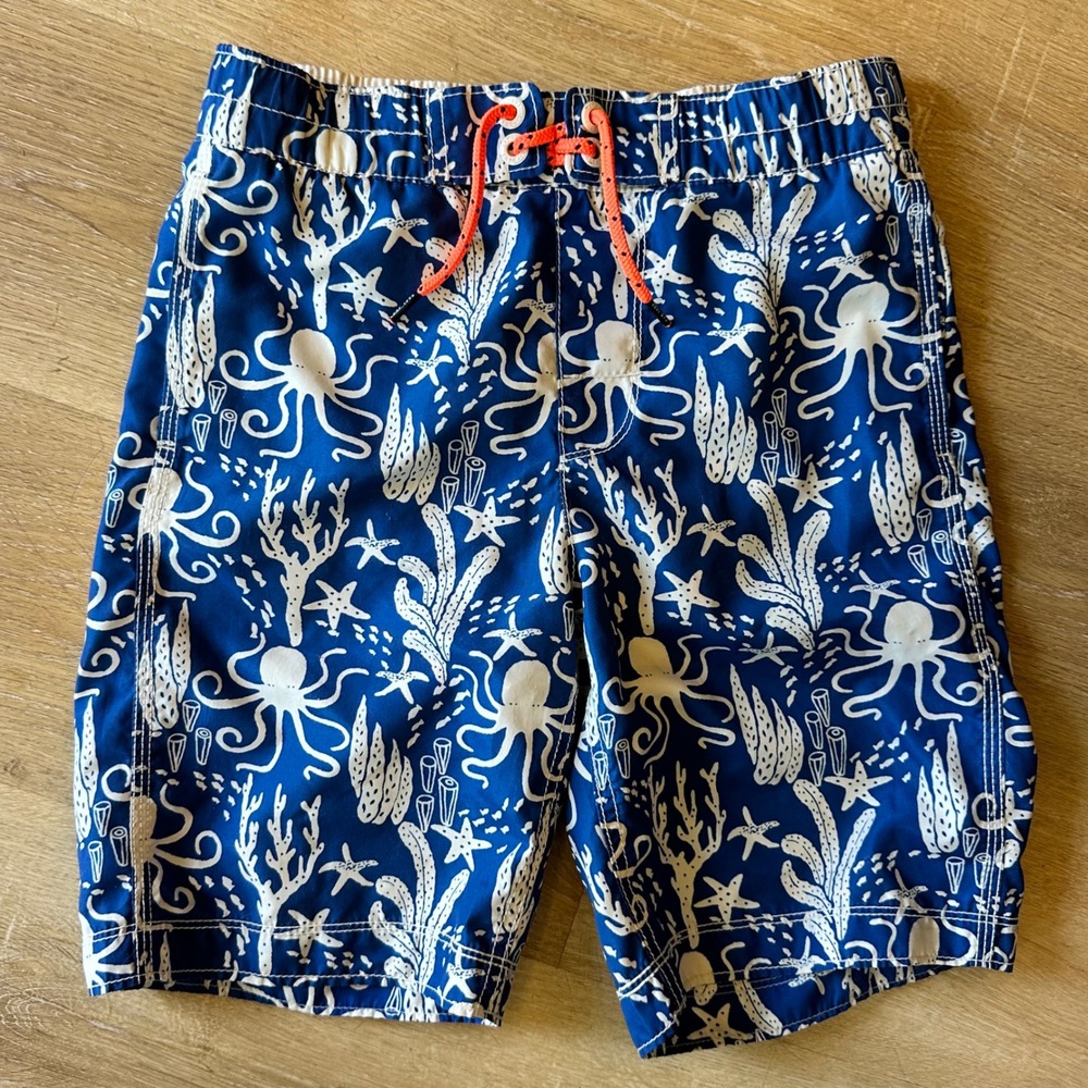 Gap Kids Blue Octopus Coral Print Swim Trunks Boys Size M 8 Board Shorts